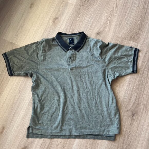 ** Nike Golf Mens Heathered Gold Black Collared Button Short Sleeve Polo Large - Picture 1 of 8